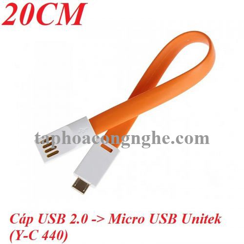 Unitek 98719 Y-C440 20CM Màu Cam Dây dẹp Cáp sạc + truyền dữ liệu Usb 2.0 sang Micro Usb 30098719
